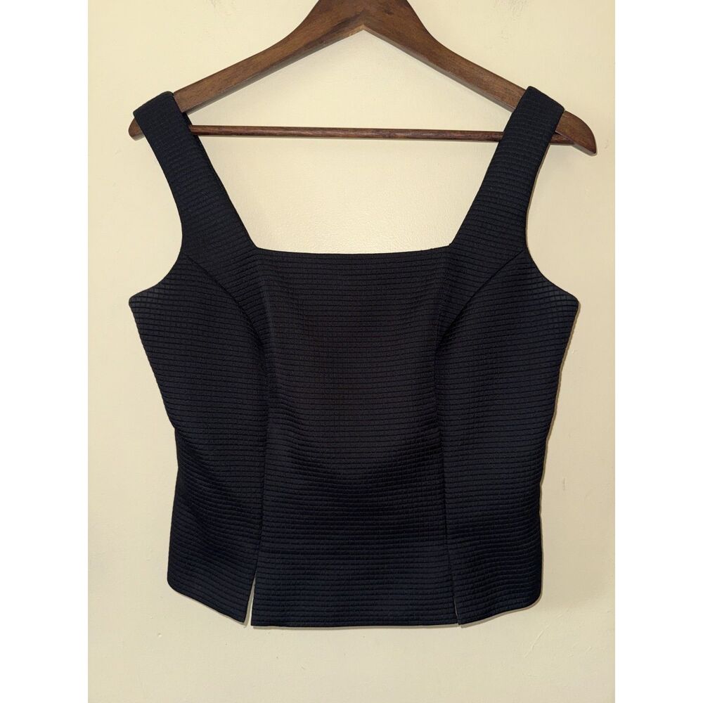 Liz Claiborne Suits Black Textured Square Neck Sleeveless Top Blouse - Size 6 - Picture 1 of 11